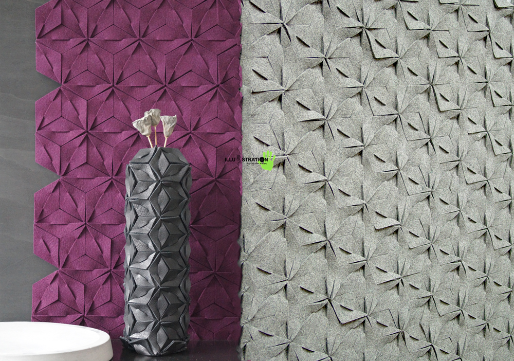 Bierfilz Origami Felt Acoustic Wallcover Leatherfelt Vase